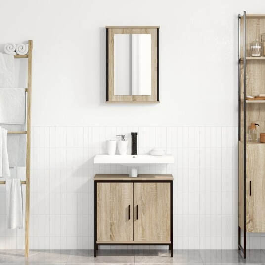 Baderomsinnredningssett med hylle 2 pcs Brun 60 x 30 x 60 cm Baderomsinnredningssett med hylle 2 pcs Brun 60 x 30 x 60 cm