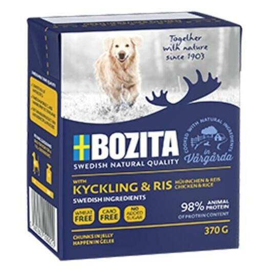 Bozita Robur Kylling og Ris Våtfôr til Hund i Gelé 6x370 g