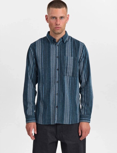 Anerkjendt Akleif Brushed Stripe - Navy - L