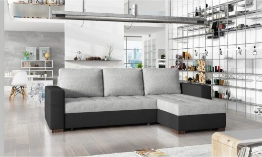 Seksjon Eltap Newark 237x150x90 cm Sawana 21 Soft 11 Grå Svart