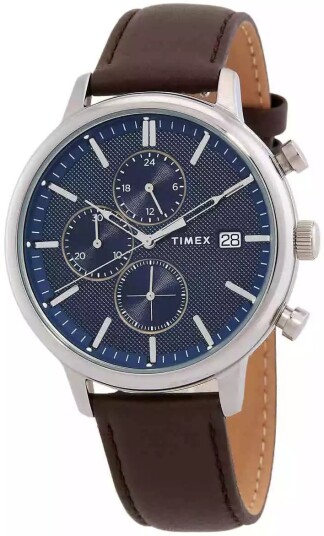 Timex Herreklokke TW2W76200 Chicago Blå/Lær Ø45 mm
