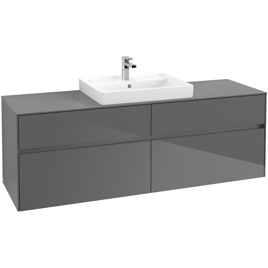 Villeroy & Boch Collaro Servantskap med 4 skuffer 160x50x54,8 cm u/lys Grå Høyglans Villeroy & Boch Collaro Servantskap med 4 skuffer 160x50x54,8 cm u/lys Grå Høyglans