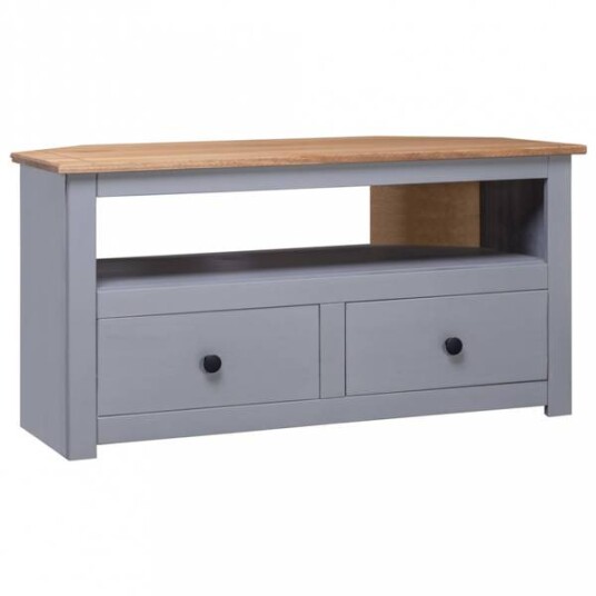 Hjørne TV-benk 93x55x49 cm Massivt furu Panama Range grå