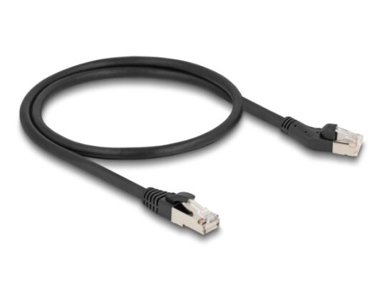Delock Rj45 Nettverkskabel Cat.8.1 S/Ftp-Plugg 45° Vinklet Til Venstre Til Rett Plugg Opp Til 40 Gbps 0,5 M Svart