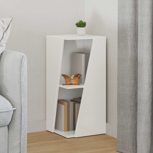 vidaXL Sidehylle Høyglanset hvit 33 x 32 x 70,5 cm Konstruert tre