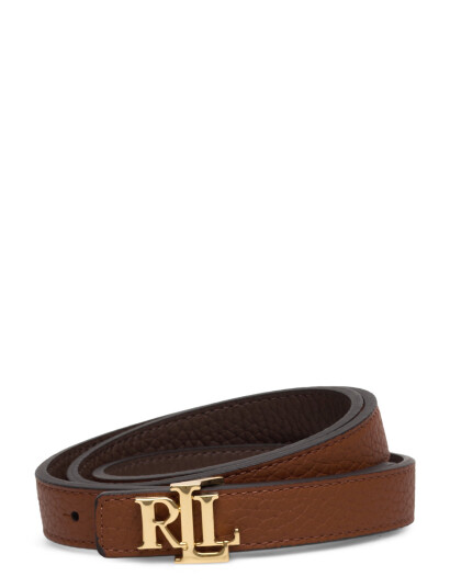 Lauren Ralph Lauren Logo Reversible Leather Skinny Belt - Brown - XS Lauren Ralph Lauren Logo Reversible Leather Skinny Belt - Brown - XS