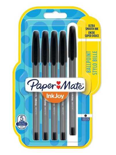 Paper Mate InkJoy 100ST Ballpoint Pens  Medium Point 1.0mm  Svart  4 Count