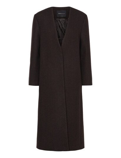Mango Long Wool Coat Brown S Mango Long Wool Coat Brown S