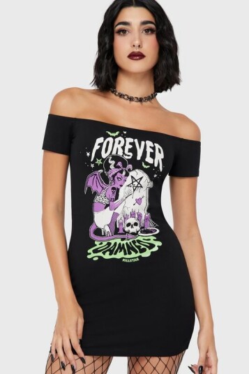 Killstar Goth Kort kjole Forever Damned Dress XS til 4XL Damer svart