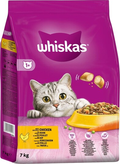 Whiskas 1+ Kylling Tørrfôr for Voksne Katter - 7 kg Whiskas 1+ Kylling Tørrfôr for Voksne Katter - 7 kg