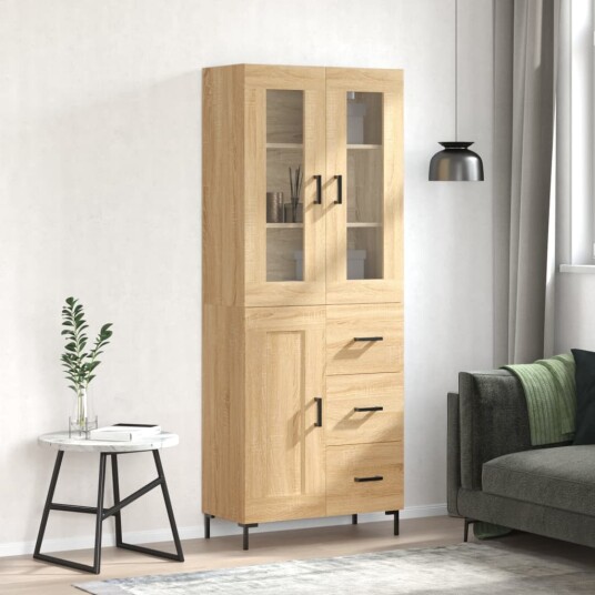 vidaXL Highboard sonoma eik 69,5x34x180 cm konstruert tre 8720845480820