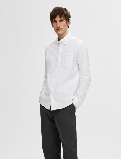 Selected Slhregrick-Ox Shirt Ls Noos - White - M Selected Slhregrick-Ox Shirt Ls Noos - White - M