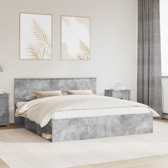 Sengestamme med hodegjerde Betong 180 x 200 cm Konstruert tre