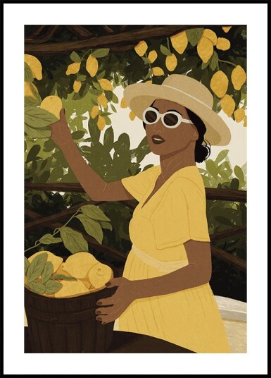 Lemon Garden Woman Summer Citrus Harvest Plakat Plakat / 100x150cm