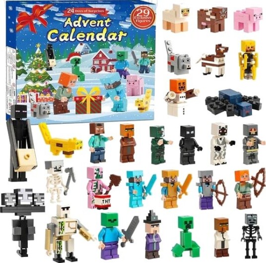 Julekalender 2026 Minecraft 24 Dager Leketøysfigurer Byggeklosser Nedtellingskalender Gutter Julekalender Overraskelsesgave
