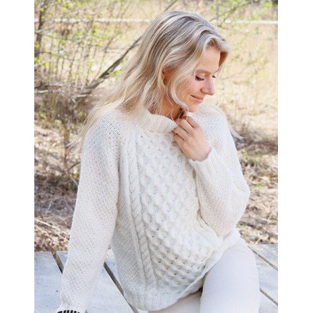 Cream Wafer by DROPS Design Genser Strikkeoppskrift str S XXXL