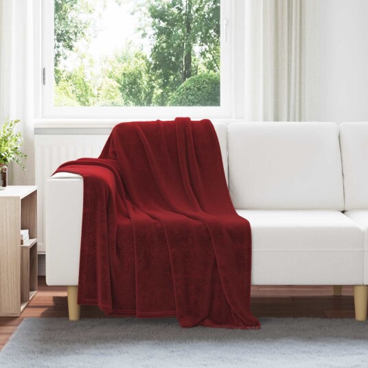 vidaXL Kastteppe Bordeaux Rød 130 x 150 cm Fleece
