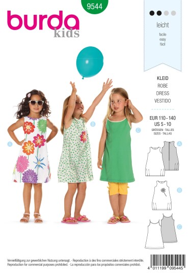 Burda 9544 - Kjole EUR: 110-140, US: 5-10