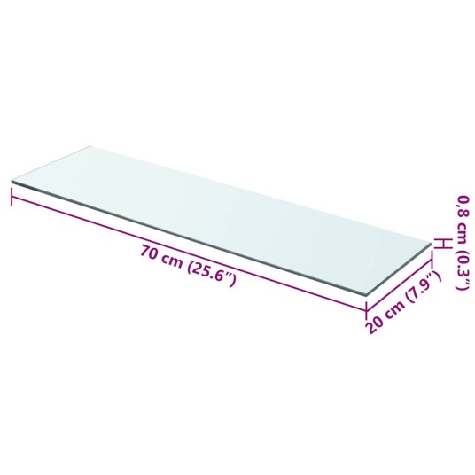 vidaXL Hyllepanel klart glass 70x20 cm vidaXL Hyllepanel klart glass 70x20 cm