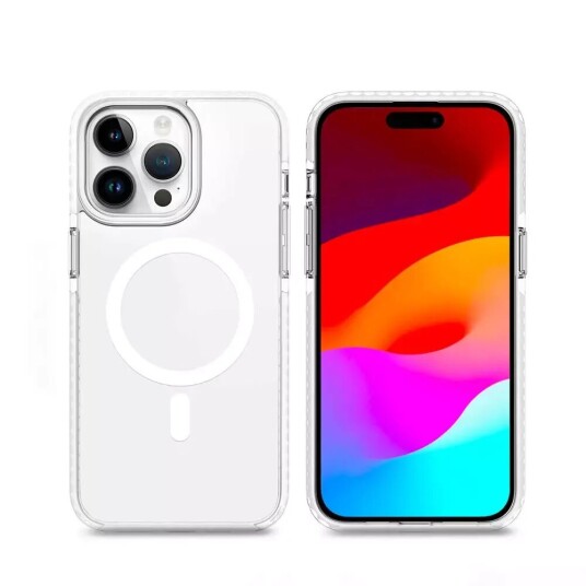 4smarts iPhone 15 Pro 4smarts Hybrid Guard Deksel - MagSafe-Kompatibel - Gjenomsiktig / Hvit