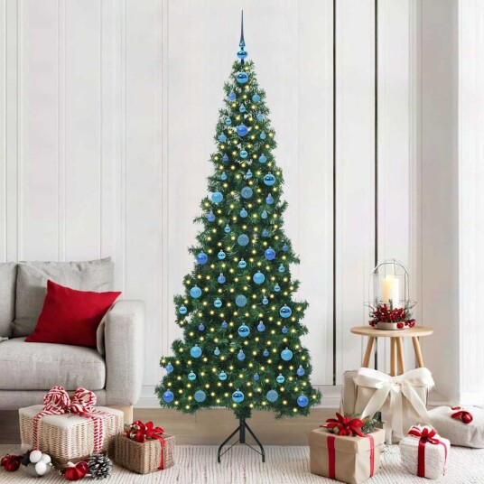 Hjørne Kunstig Jul Tre med 300 LED grønn 210 cm PVC og metall