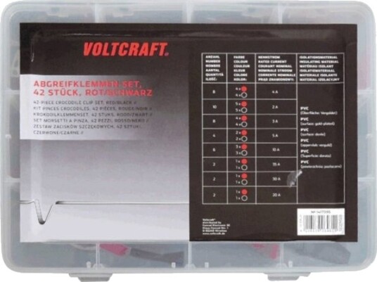 Voltcraft Krokodilleklype-Sett Sort/Rød 93038C195 42 Stk. 93038C195