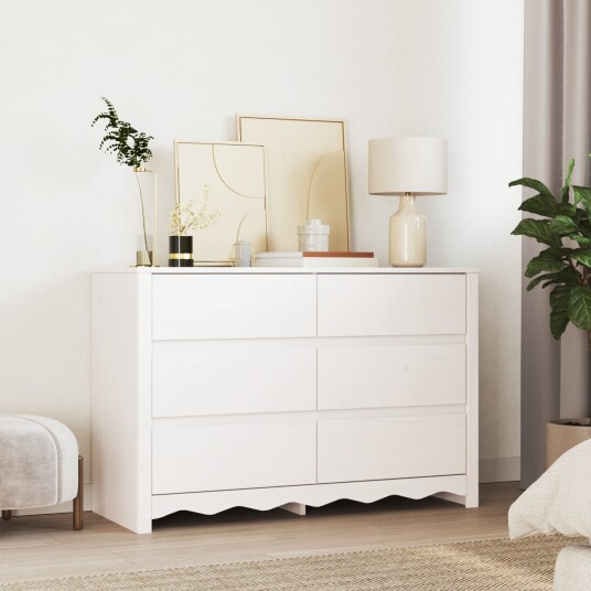 Kommode "DRAMMEN" Hvit 111x43x73,5 cm Solid Tre Furu