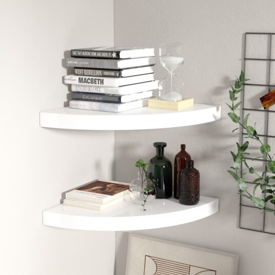 vidaXL Flytende vegghyller 2 stk h?yglans hvit 35x35x3,8 cm MDF vidaXL Flytende vegghyller 2 stk h?yglans hvit 35x35x3,8 cm MDF