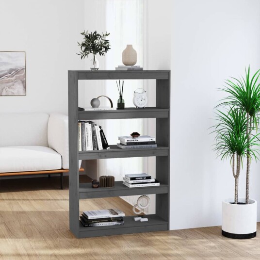 vidaXL Bokhylle/romdeler gr? 80x30x135,5 cm heltre furu