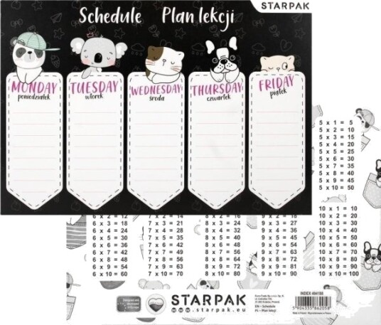 Starpak Timeplan Med Multiplikasjon Minitavle 25 Stk