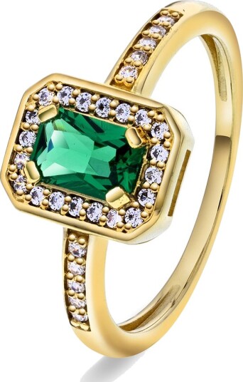 Pan Jewelry, Ring i forgylt sølv med grønn zirkonia
