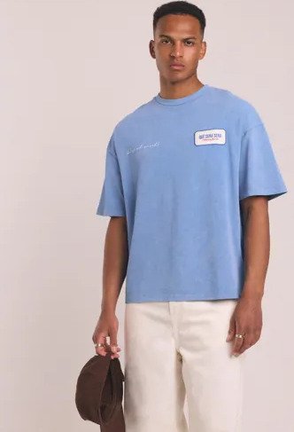 Que Sera Sera William Washed Tee Kortermede t shirts Blå