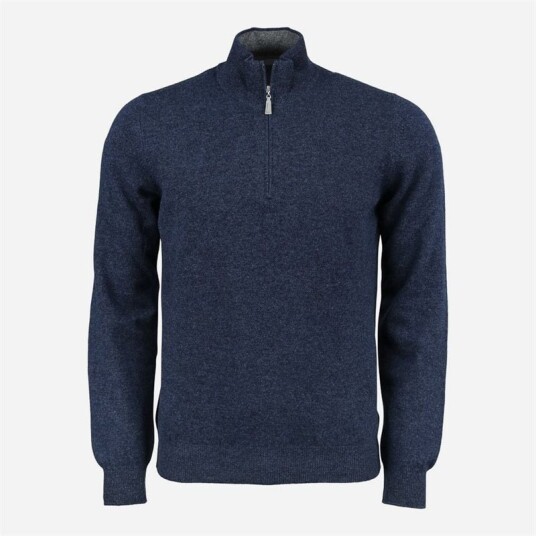 Gran Sasso Half Zip Wool-Cashmere - Blue Gran Sasso Half Zip Wool-Cashmere - Blue