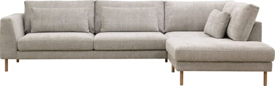 Florenz 4 seters Høyrevendt L formet Sjeselongsofa i Stoff   Grå / Beige