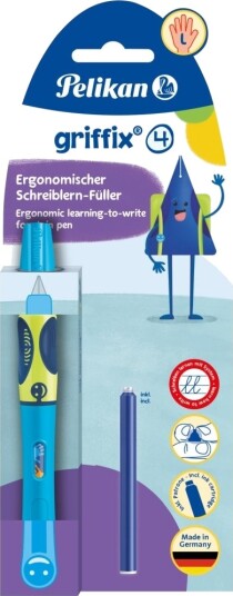 Pelikan Griffix Blå Fyllesystem Med Patron Blå Plast Rustfritt Stål Venstrehendt