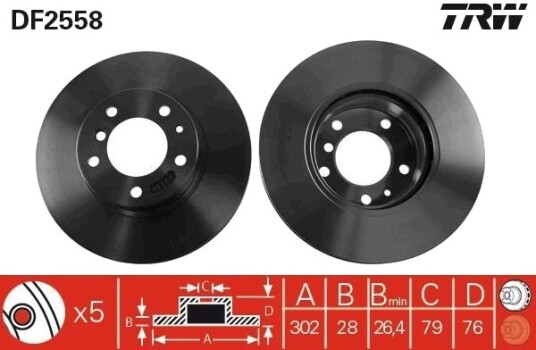 Bremseskive TRW DF2558 Bremseskive TRW DF2558