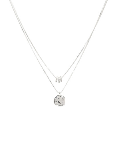 Pilgrim Ayo Necklace With Coin & Crystal Silver Plated Silver ONE SIZE