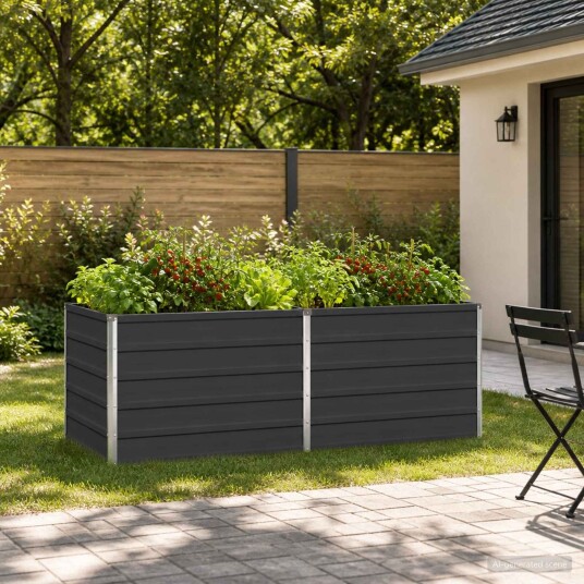 vidaXL Hevet Hagebed Antrasitt 160 x 80 x 55 cm kaldvalset stål