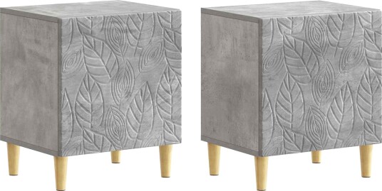  Nattbord 2 pcs Betonggrå 43 x 34,5 x 50 cm Konstruert tre