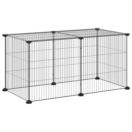 Vidaxl Dyrebur 8 Paneler Svart 35X35 cm Stål Vidaxl Dyrebur 8 Paneler Svart 35X35 cm Stål
