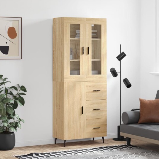  Highboard sonoma eik 69,5x34x180 cm konstruert tre