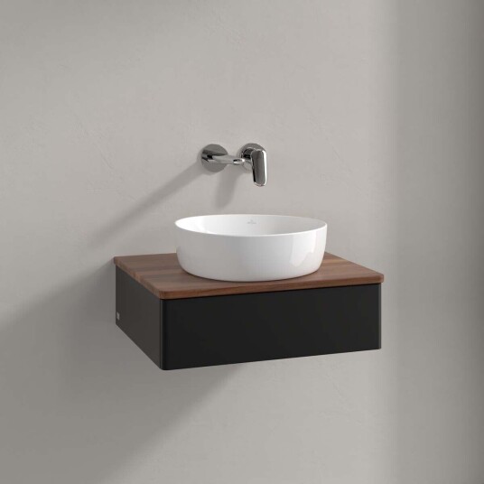 Villeroy & Boch Antao Servantskap med 1 skuff 60x50x19 cm m/lys Sort Matt/Valnøtt Villeroy & Boch Antao Servantskap med 1 skuff 60x50x19 cm m/lys Sort Matt/Valnøtt
