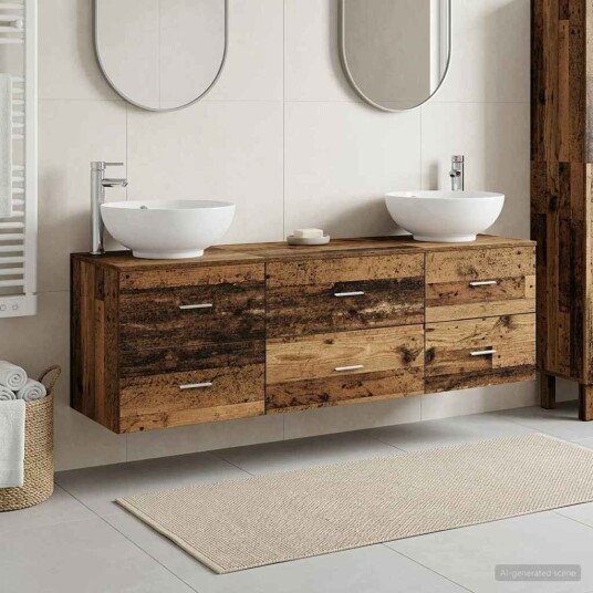 vidaXL Baderomsinnredningssett 3 stk. Gammelt tre 49,5 x 44,5 x 65 cm vidaXL Baderomsinnredningssett 3 stk. Gammelt tre 49,5 x 44,5 x 65 cm