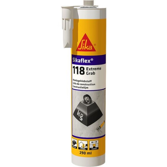 Sika Monteringslim siakaflex-118 extreme grab hvit Sika Monteringslim siakaflex-118 extreme grab hvit