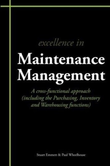Excellence in Maintenance Management Excellence in Maintenance Management