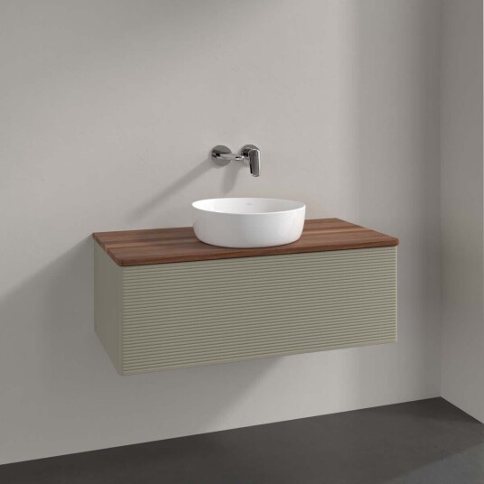 Villeroy & Boch  Antao Servantskap med 1 skuff 100x50x36 cm m/lys Steingrå/Valnøtt