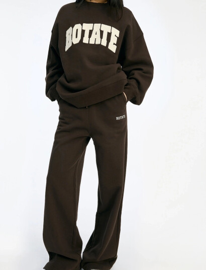 ROTATE Birger Christensen Heavy Straight Sweatpants - Brown - S ROTATE Birger Christensen Heavy Straight Sweatpants - Brown - S