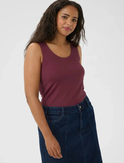 Kaffe Curve Kcerina Jersey Top - Burgundy - S