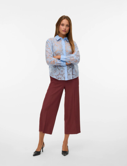 Vero Moda Vmkova Ls Shirt Wvn Blue M