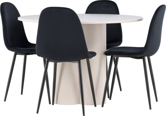 Olivia Spisegruppe 110 cm Rund med 4 Polar stoler   Beige/Svart